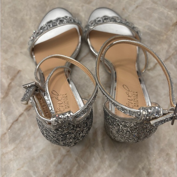 Jewel Badgley Mischka Sparkling Silver Heels - Picture 2 of 7